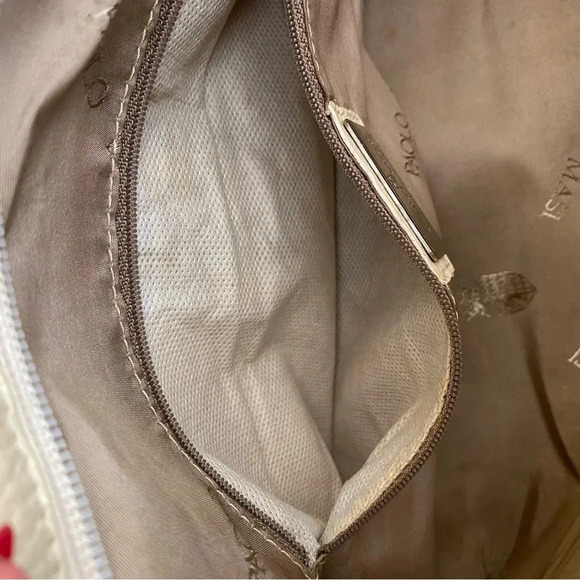 Paolo Masi Italian Leather Genuine Leather Cream Boho Satchel Brown Woven Straps - Picture 10 of 14